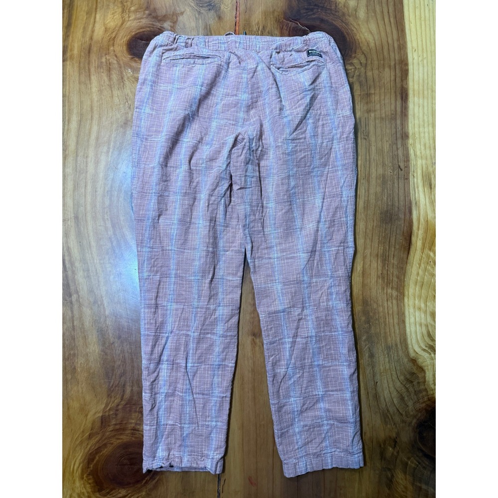 Wildfang Women's pants L Cotton Chino Drawstring Straight Essential Plaid P29 - Picture 5 of 6